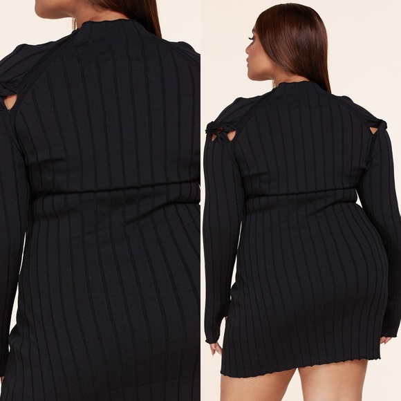 *PREORDER* Back To Black Ribbed Black Plus Size Sweater Dress - Picture 2 of 3